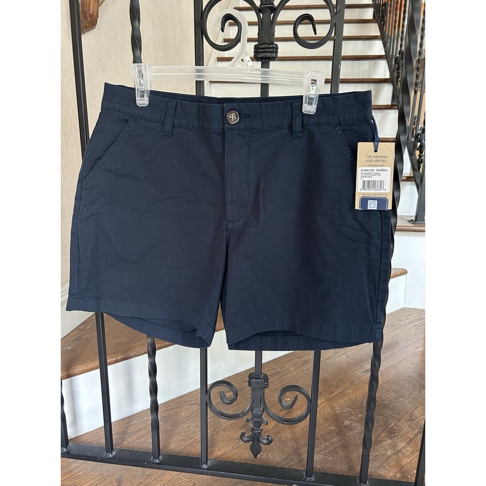 Men's Size 34 Chubbies The Armadas Shorts 5.5 Inseam Flat Front Navy Stretch